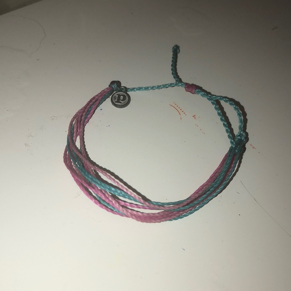 Pura Vida teal and pink/purple wax string bracelet